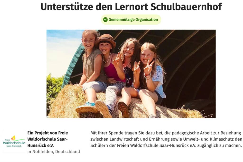 Spendenkampagne Schulbauernhof